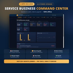 Service Business App, Contractor Quoting and Invoicing Software, Time Clock, Payroll & Bookkeeping Tool, Offline Small Business Organizer
