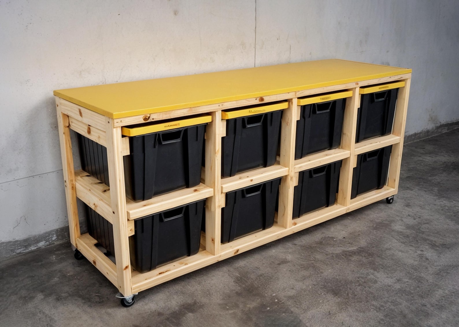 DIY Garage Storage Rack Plans for 27-gallon Totes | Tote Garage Storage ...