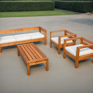 DIY Patio Furniture Plan: Wooden Sofa, Chair & Table (PDF Download)