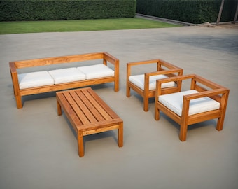 DIY Patio Furniture Plan: Wooden Sofa, Chair & Table (PDF Download)
