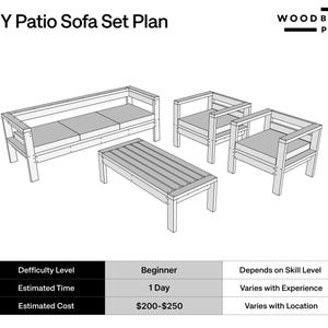 DIY Patio Furniture Plan: Wooden Sofa, Chair & Table (PDF Download) - Etsy
