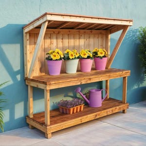 DIY Simple Potting Bench | Work Table Build Plan| Patio Plans| Garden WorkStation Build Plan