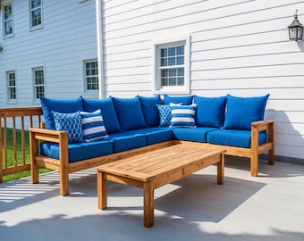 Outdoor Sectional Sofa Coffee Table Plans, Beginner Woodworking Furniture (PDF Download)