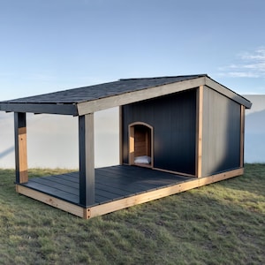 PDF-download, plannen voor doe-het-zelf hondenhok, plattegronden luxe hondenhok, houten hondenhok, plattegronden hondenkennel, plattegronden hondenkooi, groot/middelgroot hondenhok