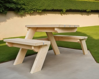 Picnic table build plans, small picnic table plans, digital table plans, downloadable woodworking plans, printable 2 seat picnic table plan