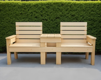 Double Chair Bench With Middle Table DIY Build Plan (PDF)