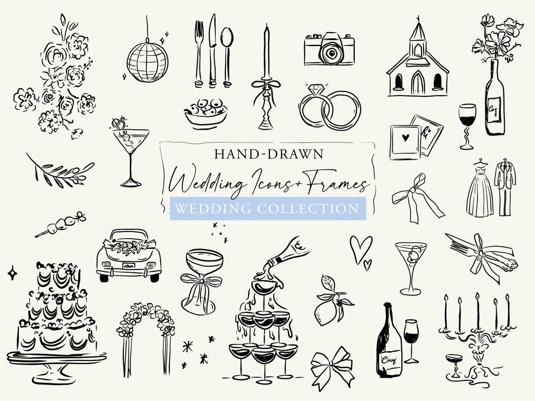 Wedding Illustration Clipart Set – Hand Drawn Wedding Graphics | SVG ...