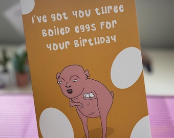 Weird three boiled eggs protein creature card
