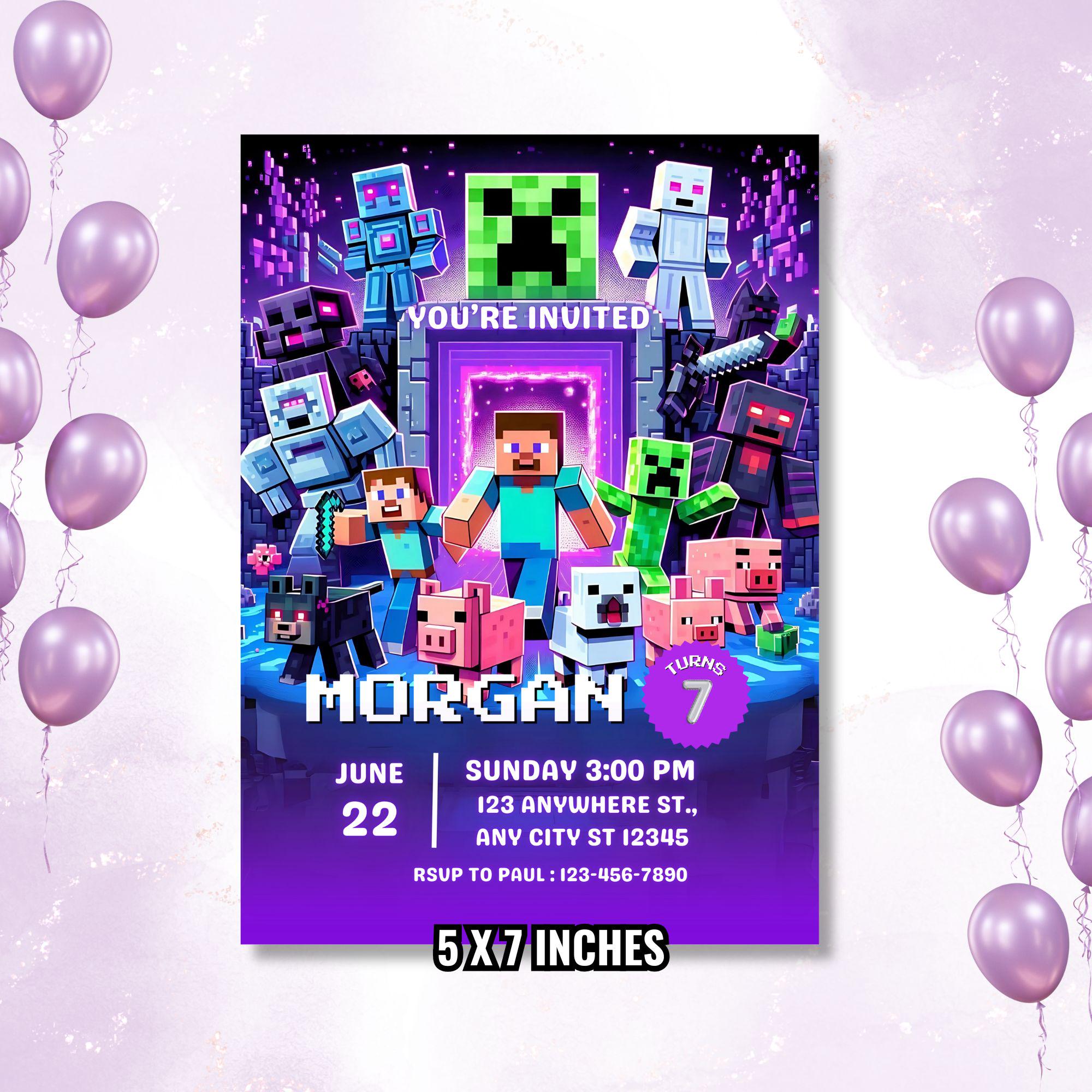 Minecrafter Gamer Party Invite