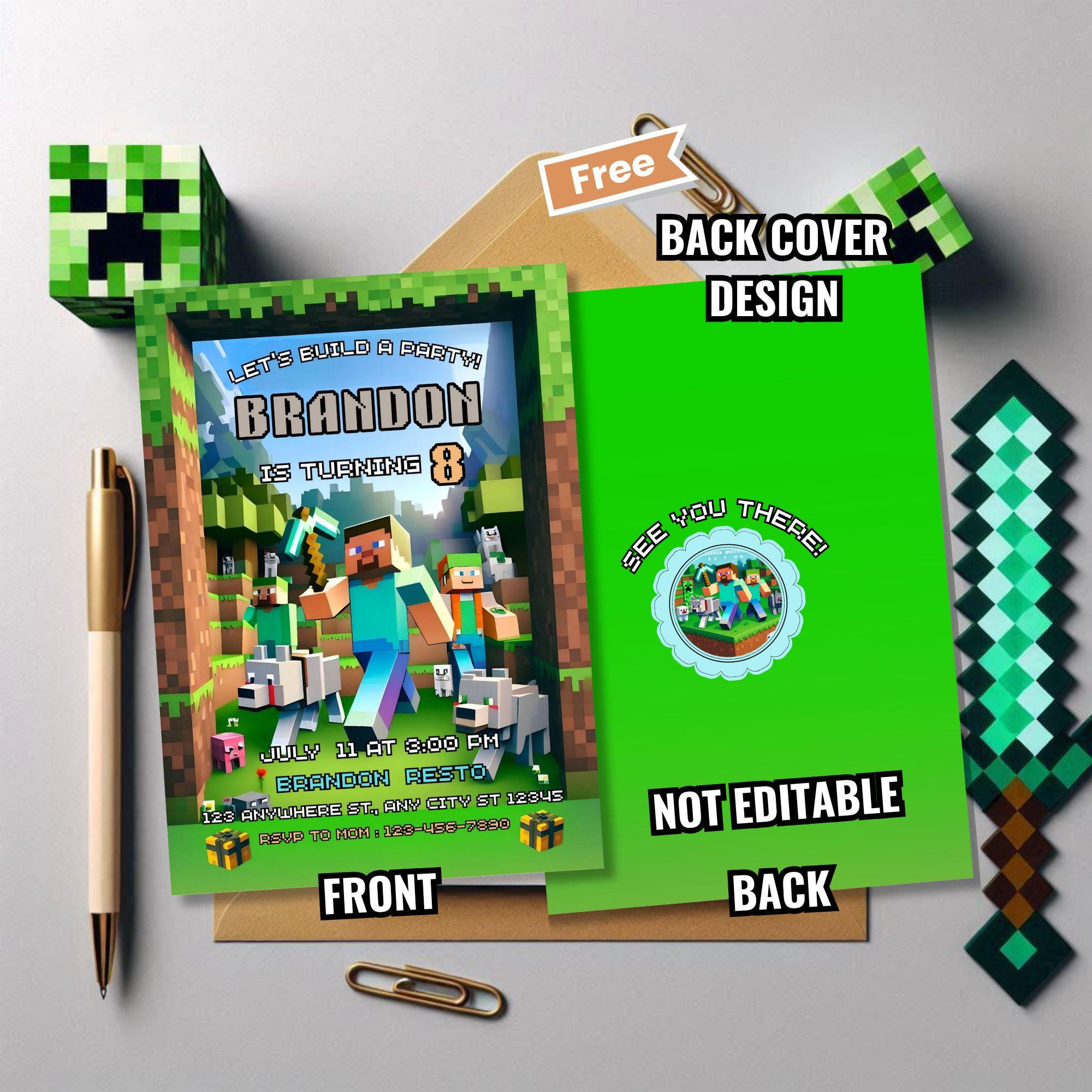 Editable Boy Gamer Party Invite