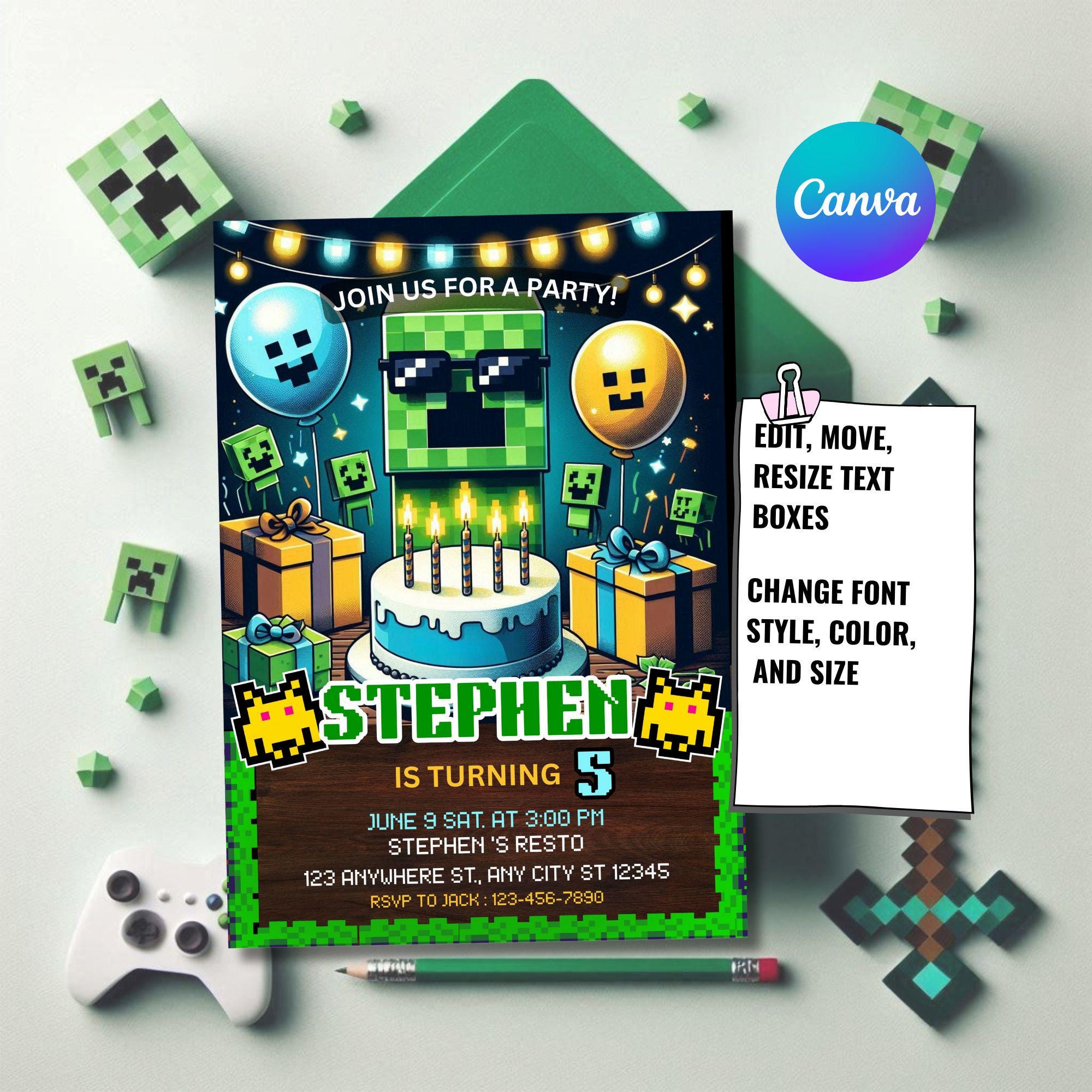 Minecrafter Birthday Invitation