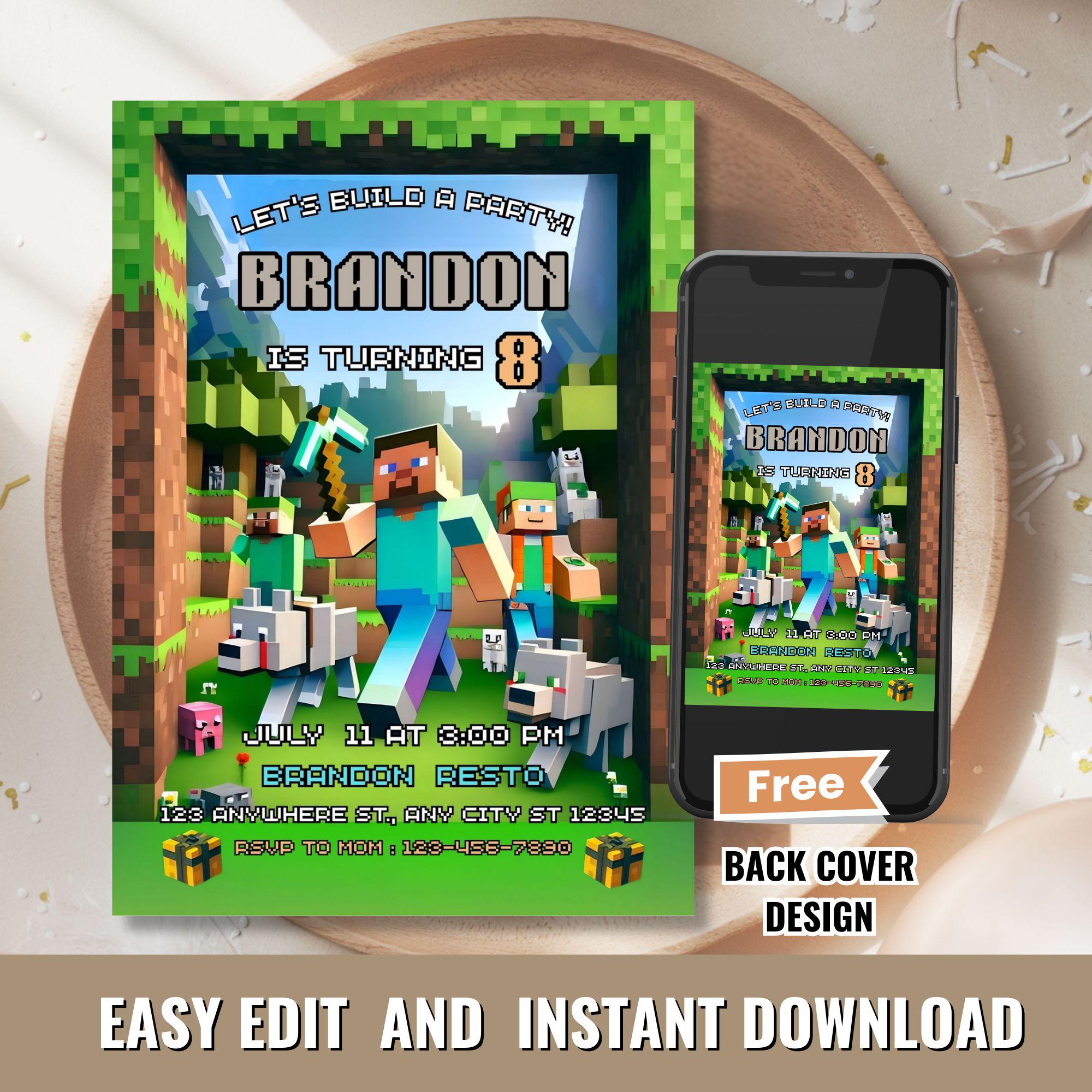 Editable Boy Gamer Party Invite