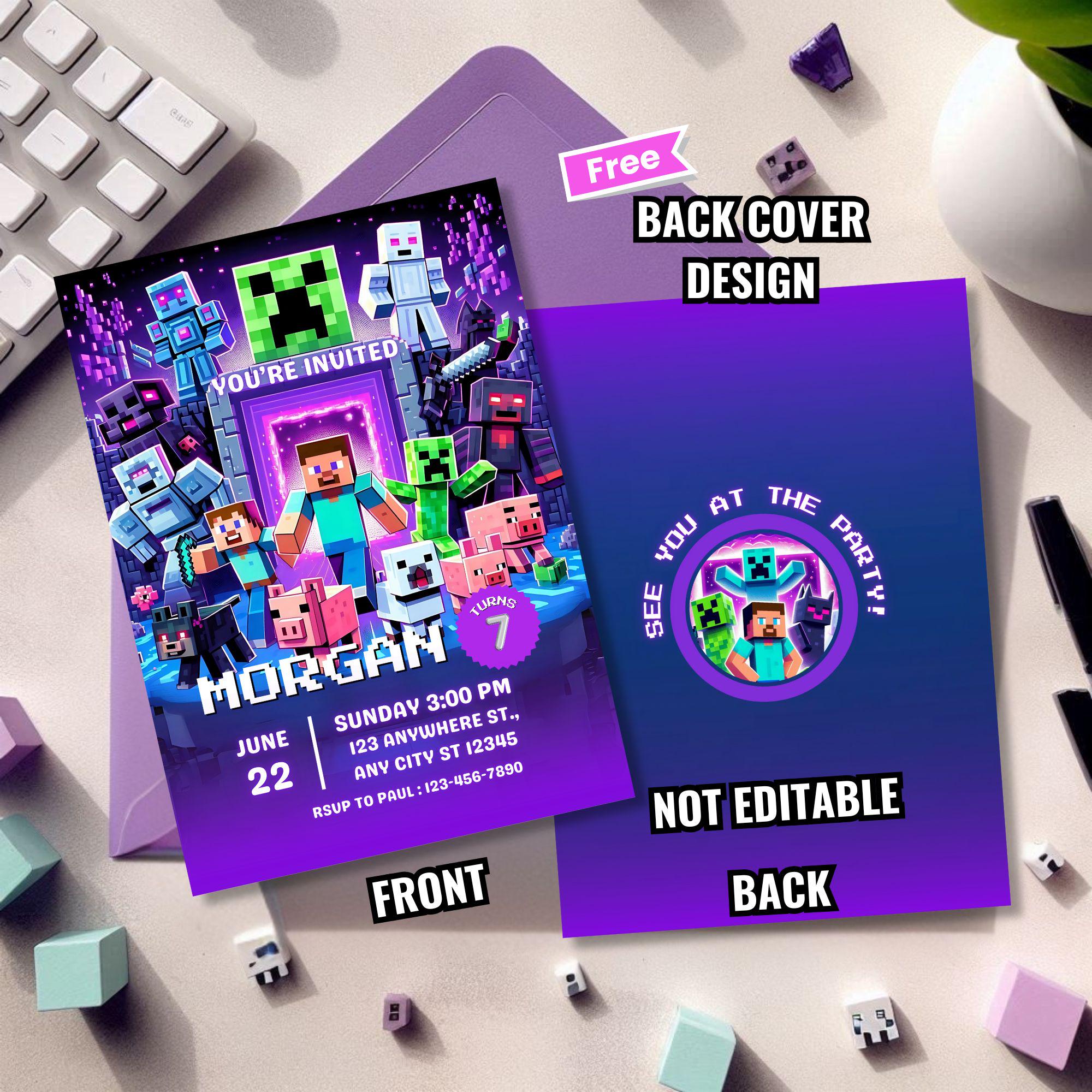 Minecrafter Gamer Party Invite