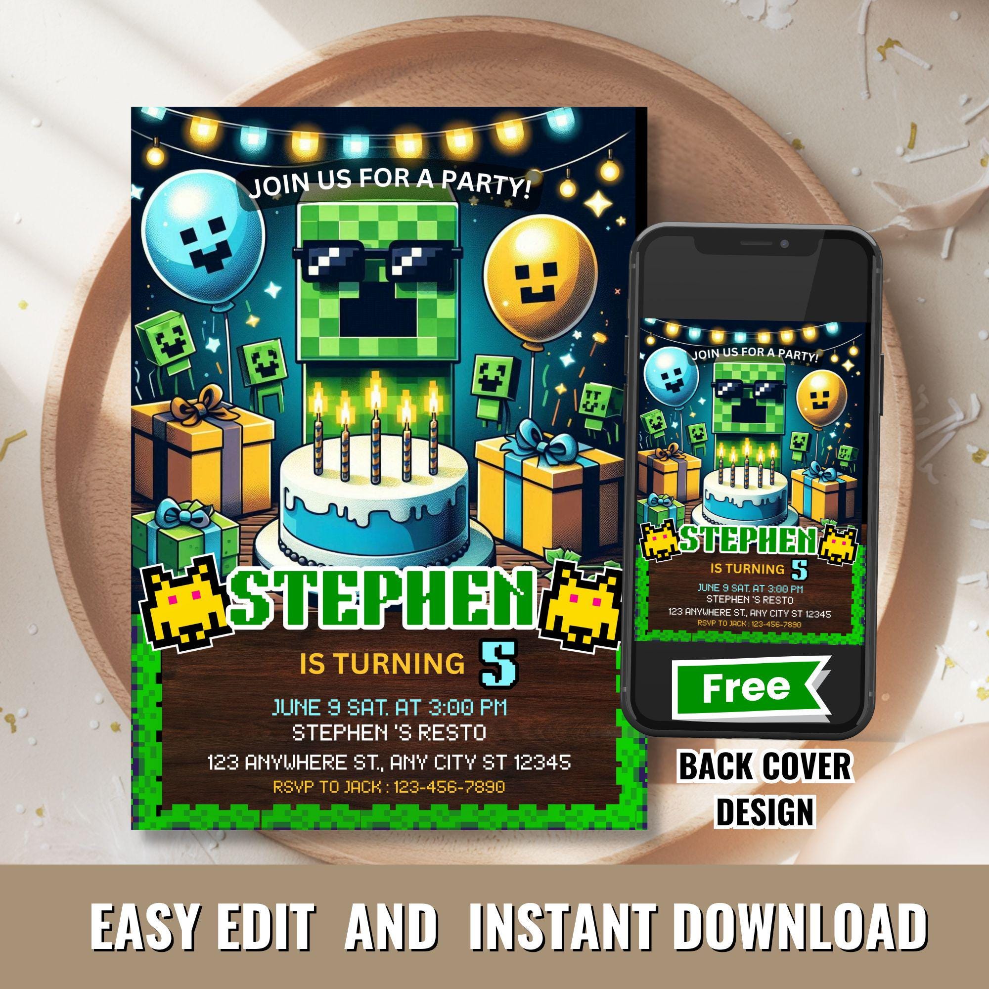 Minecrafter Birthday Invitation