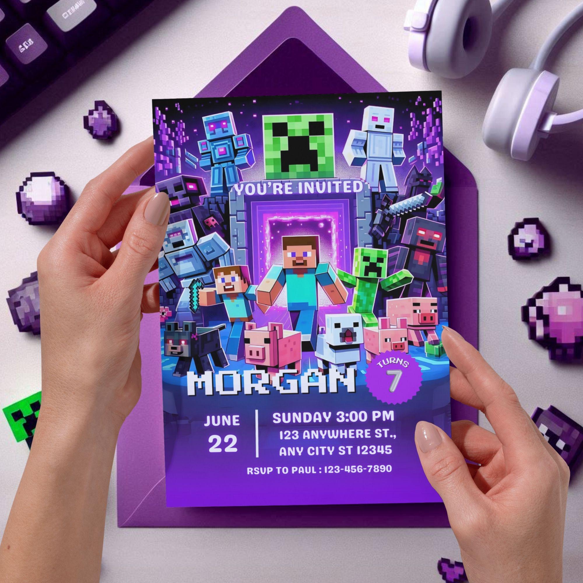 Minecrafter Gamer Party Invite