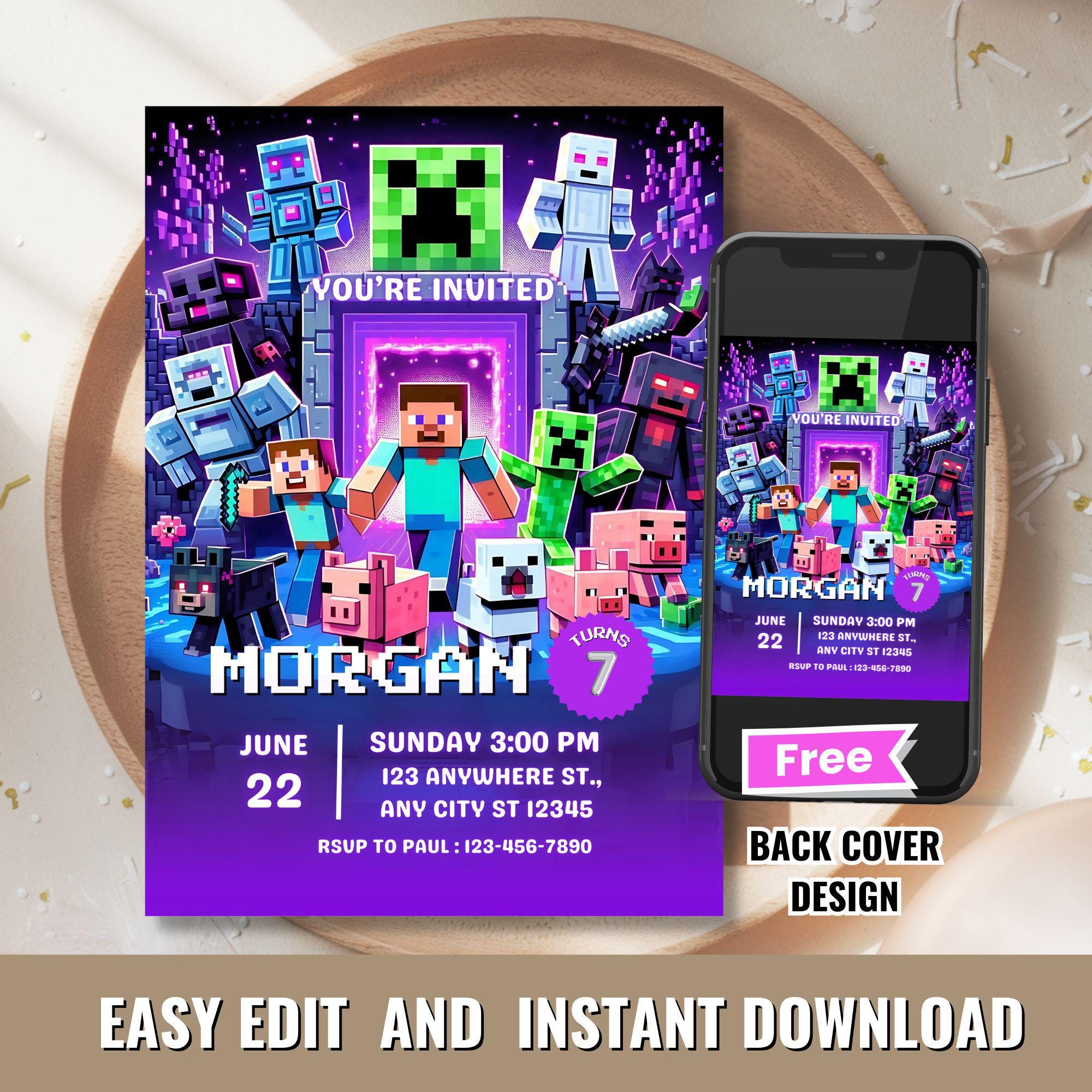 Minecrafter Gamer Party Invite