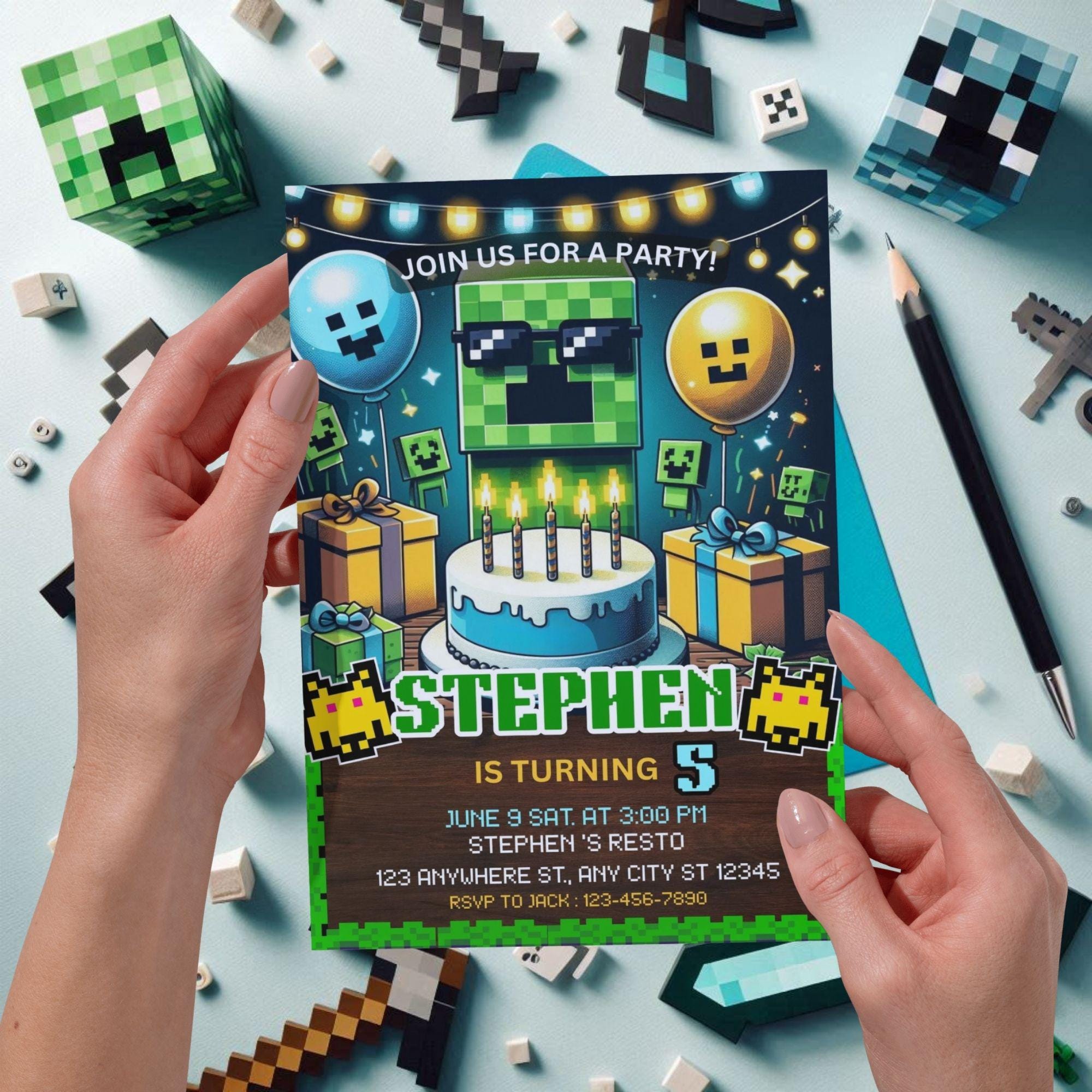 Minecrafter Birthday Invitation