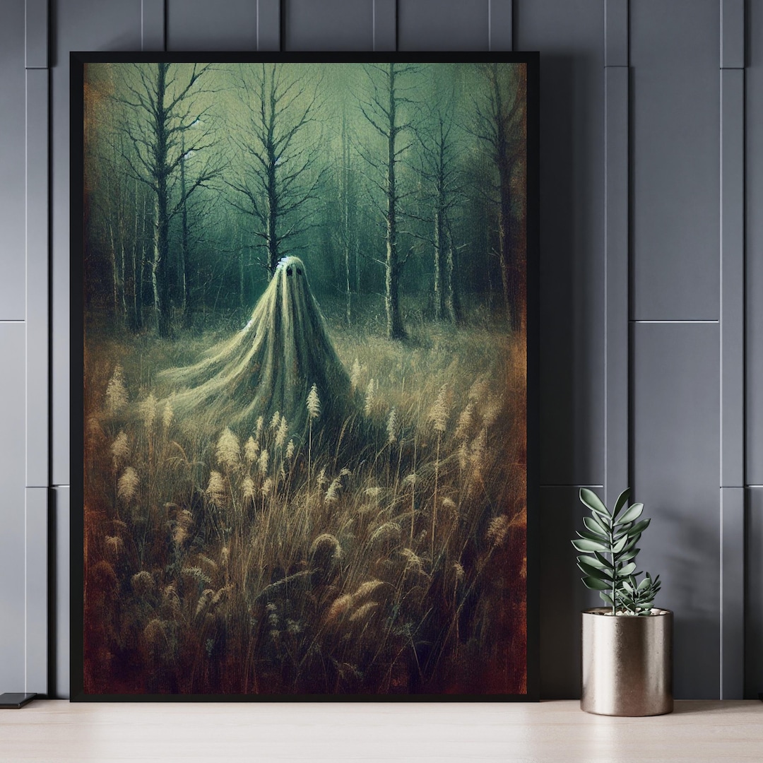 Vintage Spooky Ghost Print: Halloween Wall Art (digital Print) - Etsy
