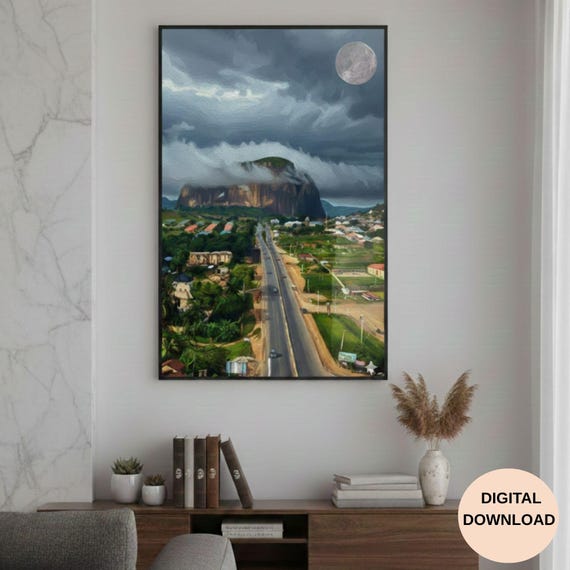 Nigeria Ancient Historical Wall Art, Zuma Rock Print, African Landscape Poster, Gallery Wall Set, Large Digital Download