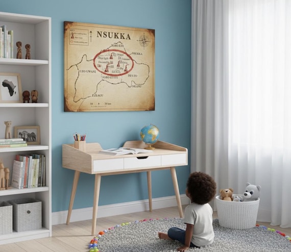 Ancient Igbo Iron Smelting Map, Lejja Nigeria History Art, 2000 BC Prehistoric African Civilization, Iron Age Heritage Print.