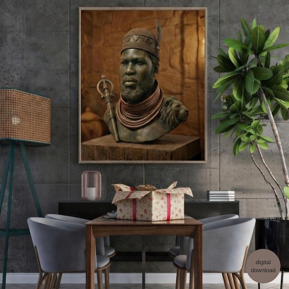 Ancient Igbo King Art Print | 11th Century Nri Kingdom Royalty | Nigerian Heritage Decor | African King Portrait | Digital Download Bundle