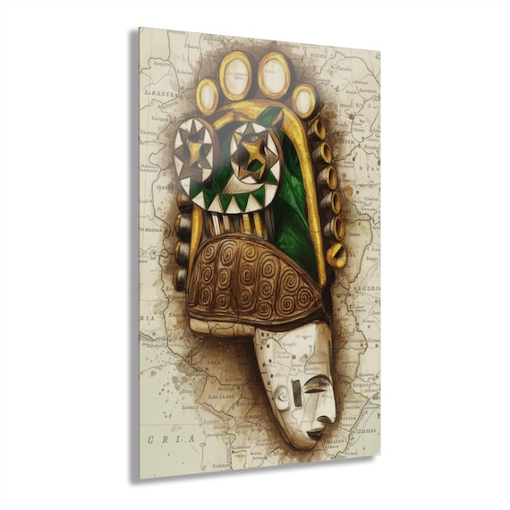 African Tribal Mask Acrylic Print | French Cleat Hanging Wall Art