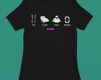 Eat Sleep Hack Wiederholung T-Shirt - Computer Programmierer T-Shirt, Programmierer Geschenk, Programmierer Shirt, Software Programmierer Top, Tech Geek Bekleidung