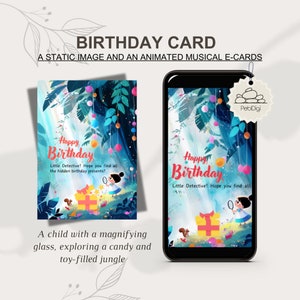 Funny Little Detective Birthday Card | Animated Musical eCard | Digital Download | Kids Birthday Card | Presents | eCard | Greeting Card