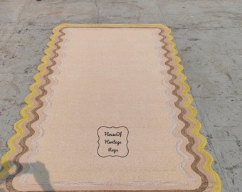 Hand Tufted Scalloped Wool Rug | Modern Neutral Area Rug