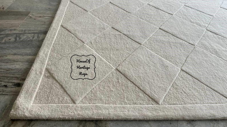 Wool Loop Border Rug Mustard Loop Wool Rug With Ivory Border – Handmade Modern Area Rug - Etsy