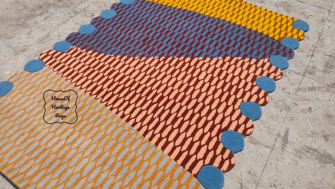 Scalloped Sunset Irregular Rug – Hand-tufted Area Rug, Multicolor Rug ...