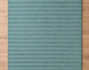 Blue Striped Wool Rug | Handmade Modern Area Rug