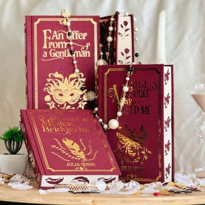 Bridgerton Series Hand painted stenciled edges Handmade Rebound Books - Julia Quinn