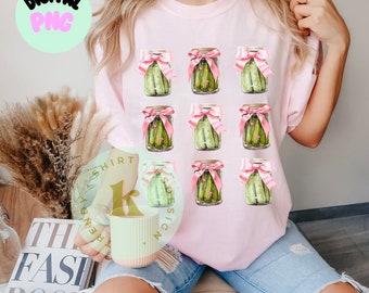Funny Pickle Jars png, Pickles in Jars with Pink Bows Print png, Unique Foodie Gift png, Cute Pickle Art png, Coquette Pickle png