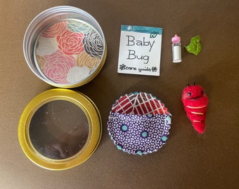 Baby Bug in tin playset! So precious ! Sweet tiny friend to feed and care for. Emotional support bug.