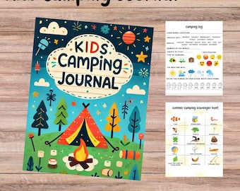 Utskrivbara campingdagböcker och loggblad för barn
