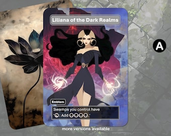Liliana Emblem (versions: Dark Realms, Defiant Necromancer, Waker of the Dead, Last Hope) MTG Token