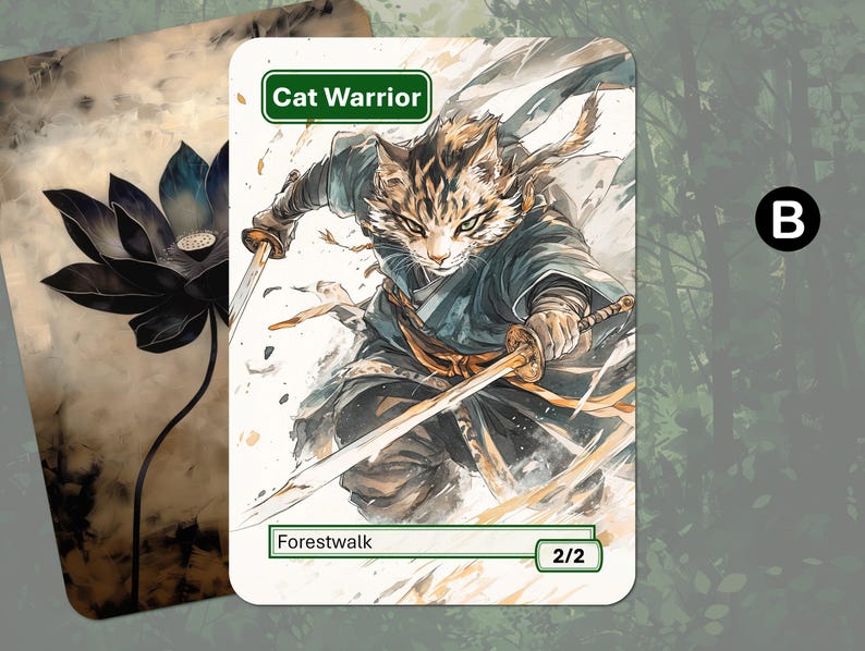 Cat Warrior Token (2/2 Forestwalk) MTG - Etsy