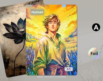 Ficha humana foil MTG (1/1 blanca)