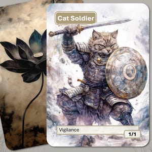 Jeton de soldat chat MTG (vigilance 1/1)