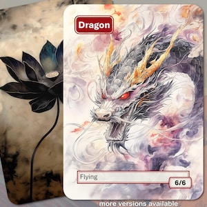 Ficha de dragón MTG (6/6 volador)