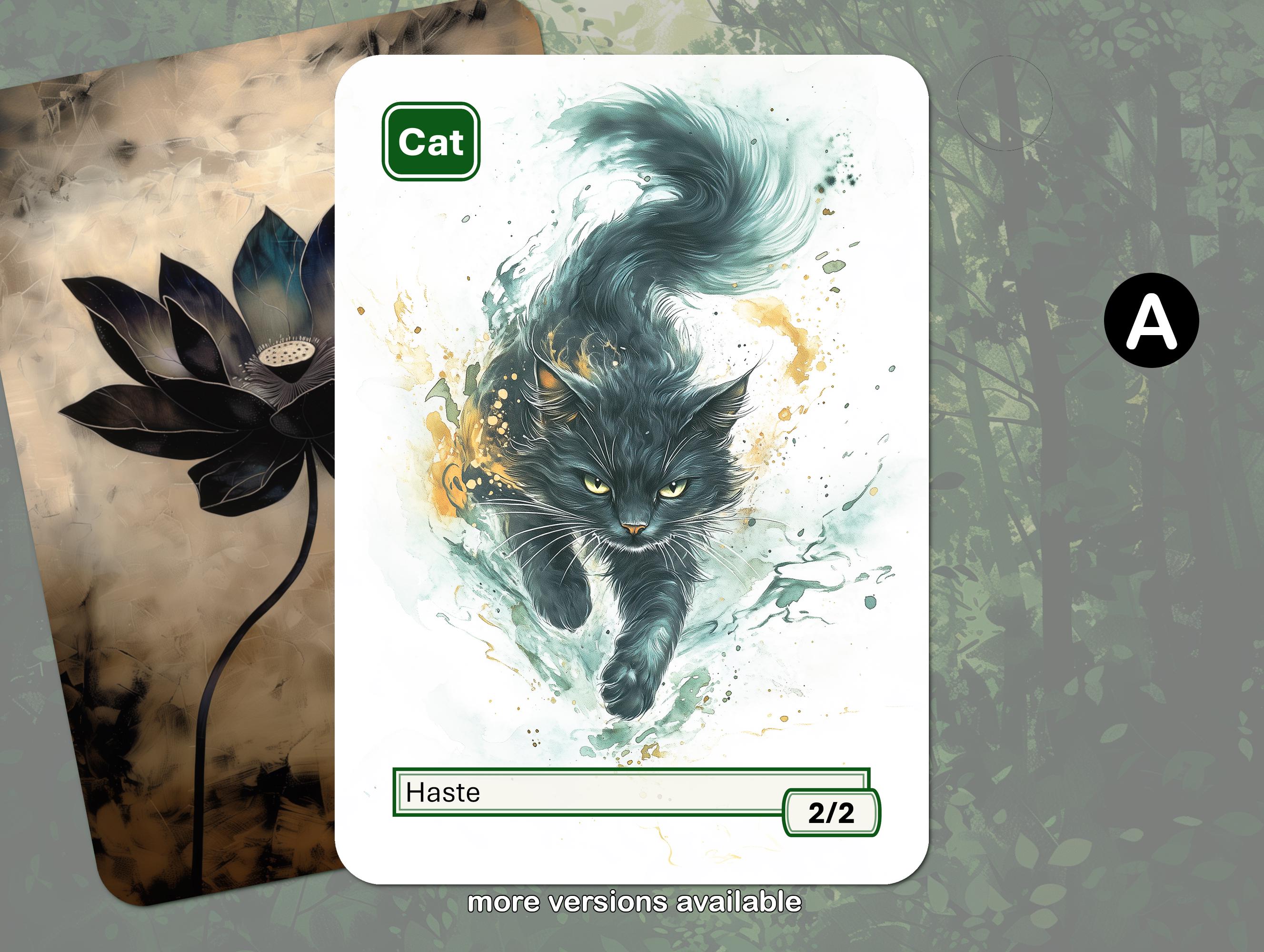 Cat Token MTG (green 2/2 Haste) - Etsy