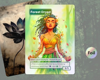 Foil Forest Dryad Token (1/1 Green Land Creature) MTG