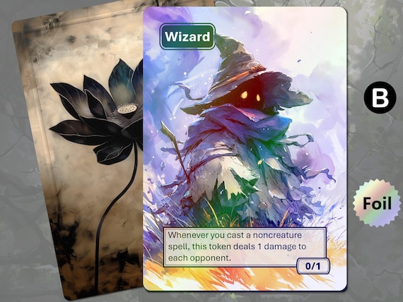 Foil Wizard Token (black 0/1) MTG - Etsy