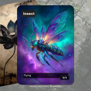 Insect Token MTG (Black 1/1 Flying)