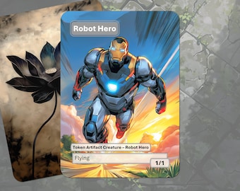 Robot Hero Token MTG (1/1 Flying)