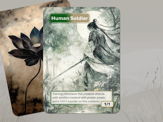 mtg cards that make human tokens Human Soldier Token (1/1) by Peter Mohrbacher