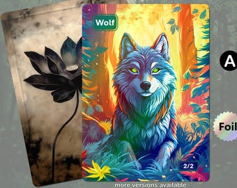 Foil Wolf Token MTG (2/2 Green)