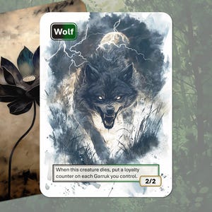 Wolf Token MTG (Black-Green 2/2)