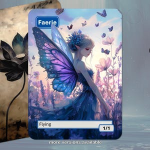 Ficha de Hada MTG (Azul 1/1 Voladora)
